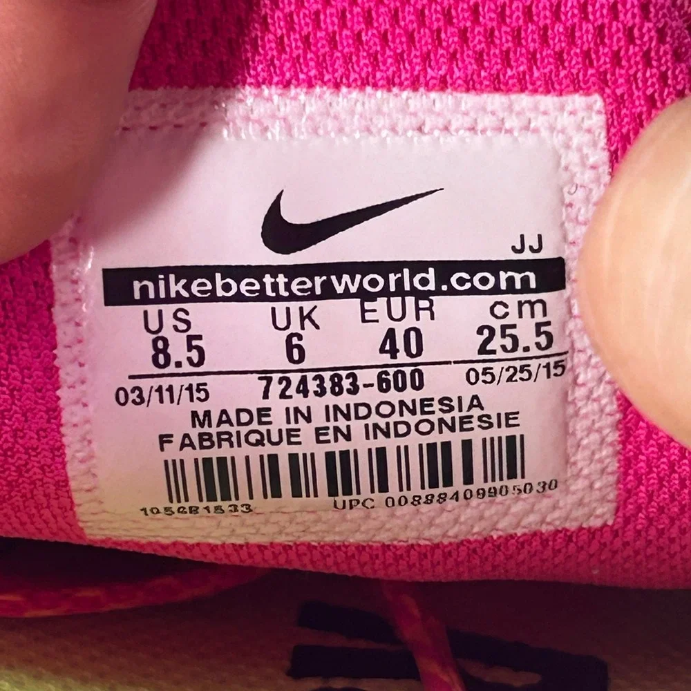 Nike Free 5.0 Pink Pow Black Running Shoes 724383-600 Women Size 8.5 Lightweight